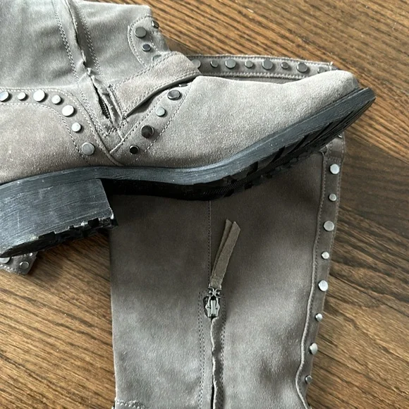 Sam Edelman Deryn Extra Rugged Distressed Discolored Studded Moto Suede Boots - Picture 17 of 17